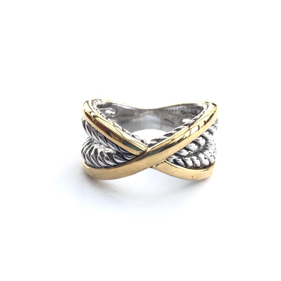 Jewelry - Silver and Gold Criss Cross Rhodium Plated Brass